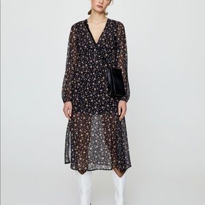Pull & Bear black floral midi dress
